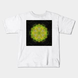 Weave Mandala Green and Yellow Kids T-Shirt